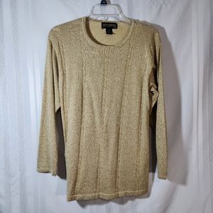 LISA ORIGINALS GOLD LONGSLEEVE PULLOVER SWEATER SIZE LARGE
